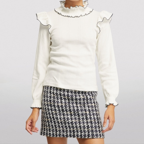 Sandro Cotton Rich Ruffled Top - Picture 2 of 6